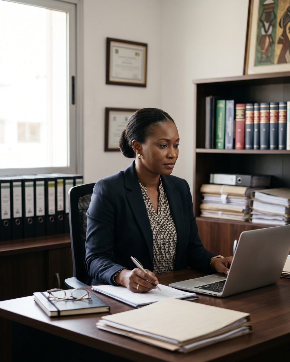 Professionnelle travaillant dans son cabinet