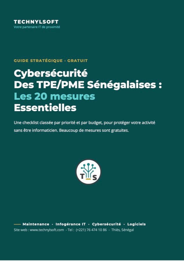 Couverture du guide « Cybersécurité des TPE/PME sénégalaises : les 20 mesures essentielles »